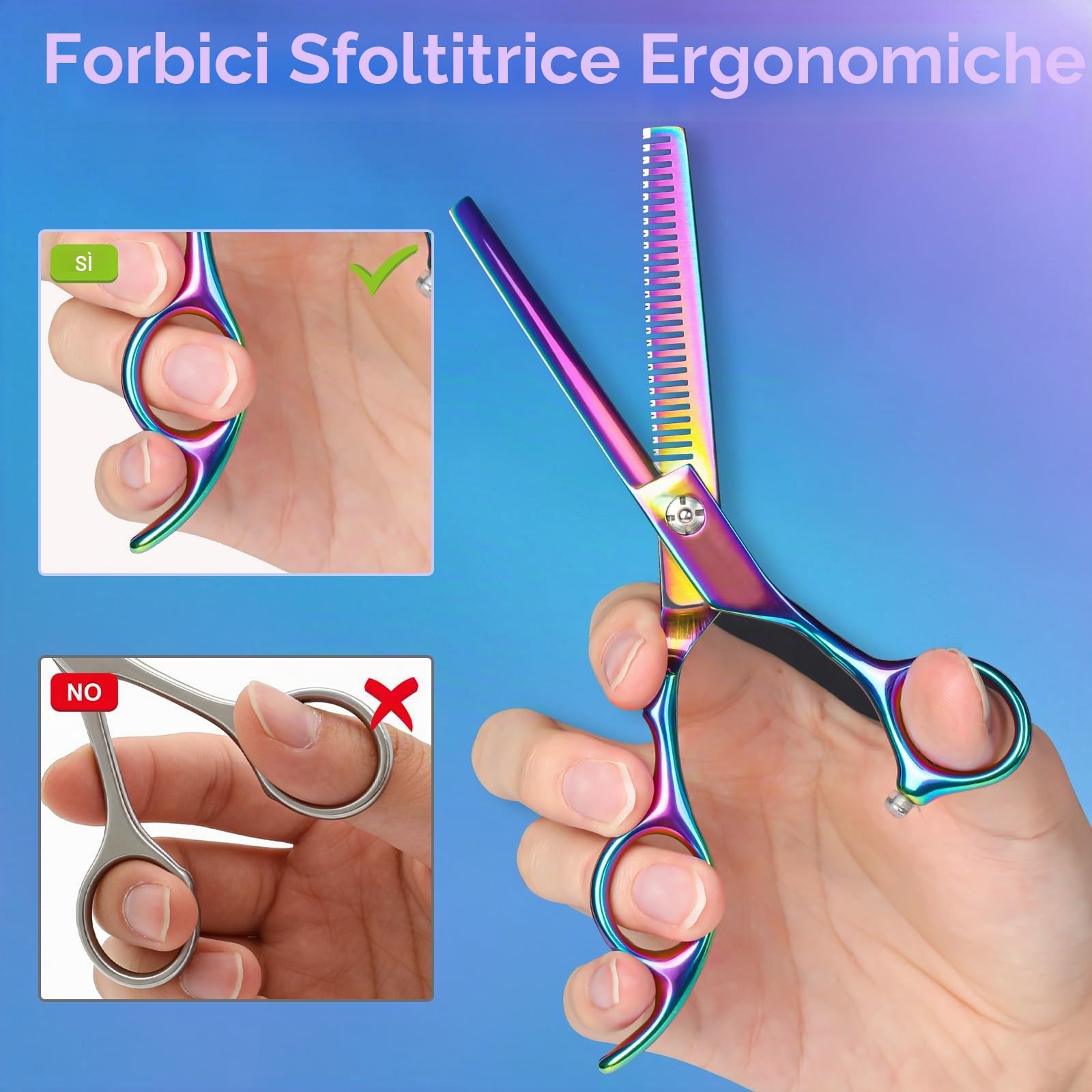 Lictin Forbici da Parrucchiere Professionali Set 4-in-1 – 6.7inch Forbici Capelli Dritte + Forbici per Sfoltire i Capelli, Lame Extra-Sharp Acciaio Inox, Ideale per Barber
