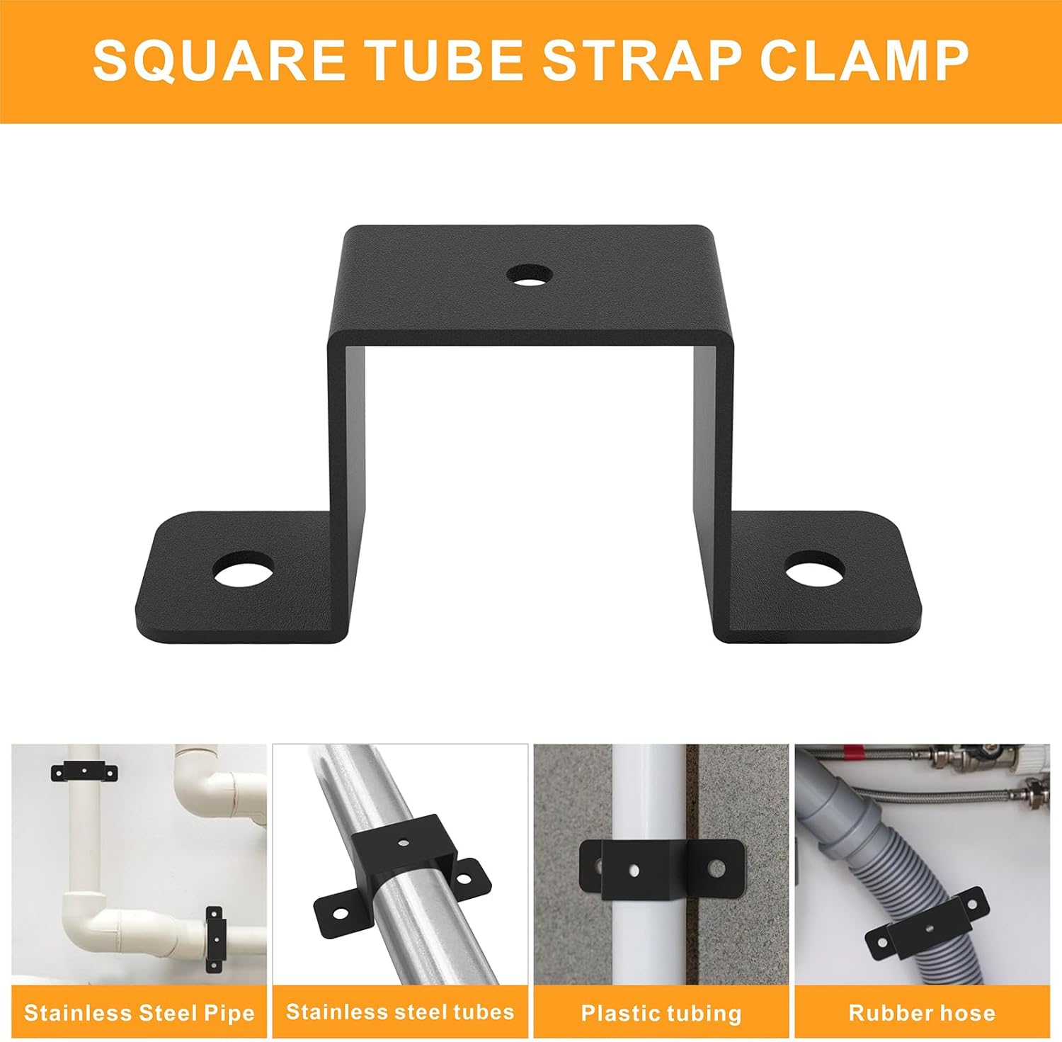 4Pcs Black Strap Heavy Duty Wood Deck Fence Tie for 1.5"x1.5" Post U-Shaped Pipe Clamp Bracket Gazebo Mounting Brackets