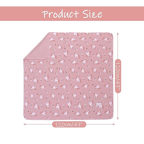 Miniatura 6 de Juego de manta de punto 100% algodón para bebé con sombrero, 35 x 35 pulgadas, envoltura para recién nacido, mantas de recepción, paño para eructos