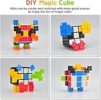 Vista 4 de Speed Cube - Cubo de ladrillo integrado de 3 x 3 x 3 pulgadas con bloques de construcción, rompecabezas de cubo mágico, juguetes creativos