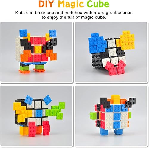 Miniatura 4 de ACROFEK Brain Teaser 3x3 Speed Cube, Building Bricks Blocks Magic Cube 2-in-1 Puzzle Toy, Creative Gifts for Kids Adults (Black)