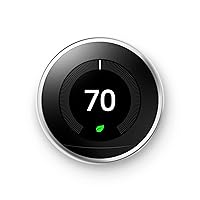 Google Nest Learning Thermostat 3rd Gen Polished Steel - Smart WiFi Programmable Thermostat Saves 10-15% Energy