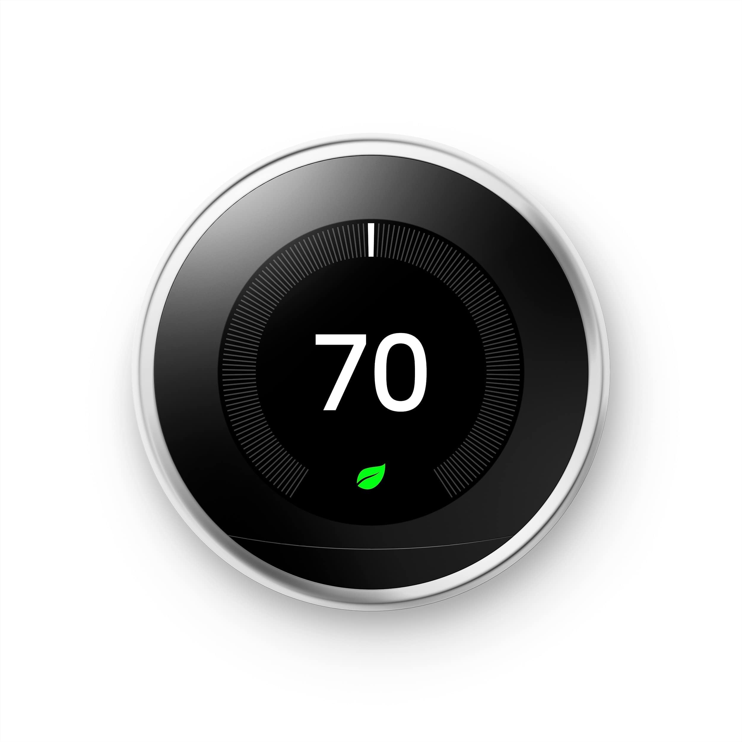 Nest 3rd Generation learning programmable Thermostat Polished Steel T3019US