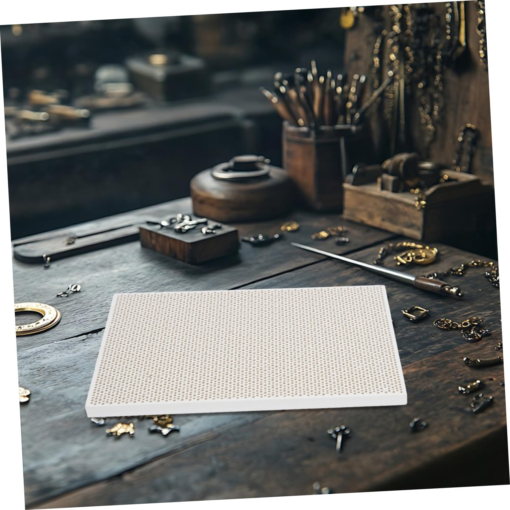 Placa de Soldadura para Joyería DIY de Panal 2 Piezas de Cuarzo | Color Plata, para Fabricación y Reparación de Joyas Metálicas, Formato Nido de Abeja