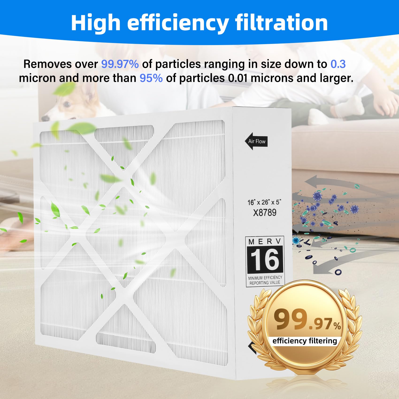 Znnam X8789 MERV 16 Filter 16x26x5 Furnance Filter Compatible with