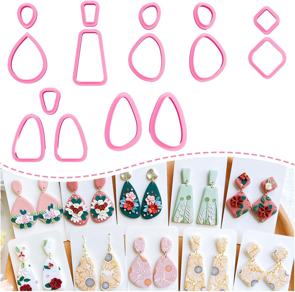 Keoker 15 Organic Shape Clay Cutters for Polymer Clay Jewelry, Polymer Clay Cutters for Clay Earrings Jewerlry Making (All)