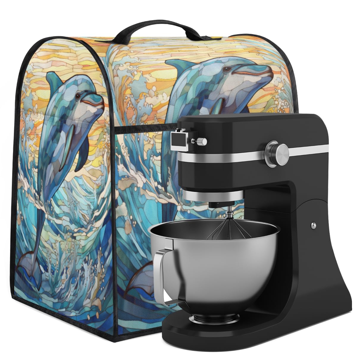 Coffee Maker Cover Ocean Dolphin Kitchen Appliance Covers Small Appliance Covers Blender Cover Juicer Cover Dust Covers for Kitchen Appliances with Top Handle and Pockets,Washable,B88