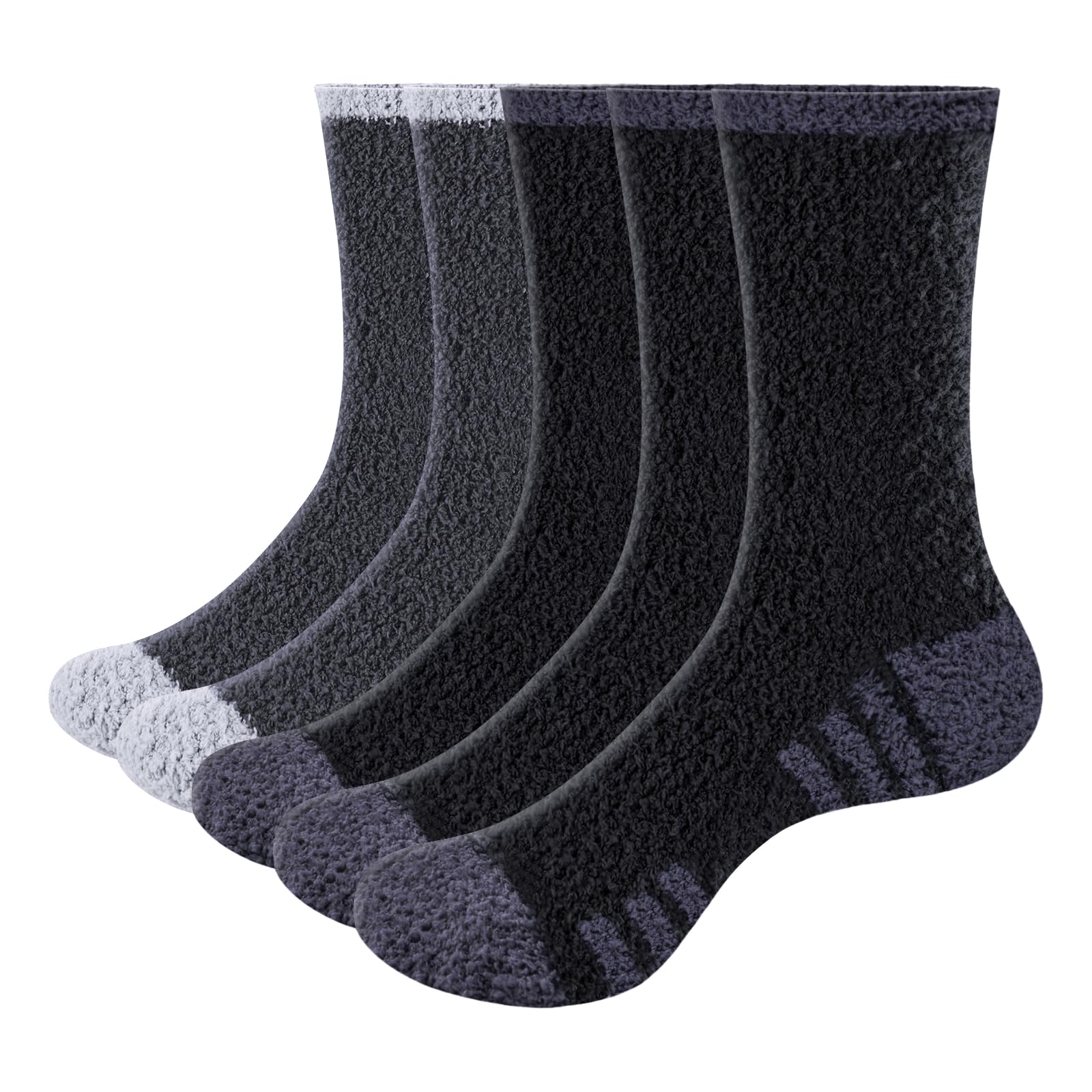 YUEDGE 5 Paar Kuschelsocken Herren, Weiche Flauschige Socken Winter Warme Socken Bettsocken Thermo Socken für Männer