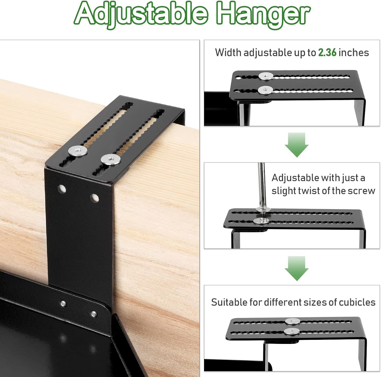 Office Cubicle Shelf, Cubicle Storage, Shelf Organizer Accessories, Height Adjustable Hanging Corner Shelf with Adjustable Hooks (Black, Double Layer)