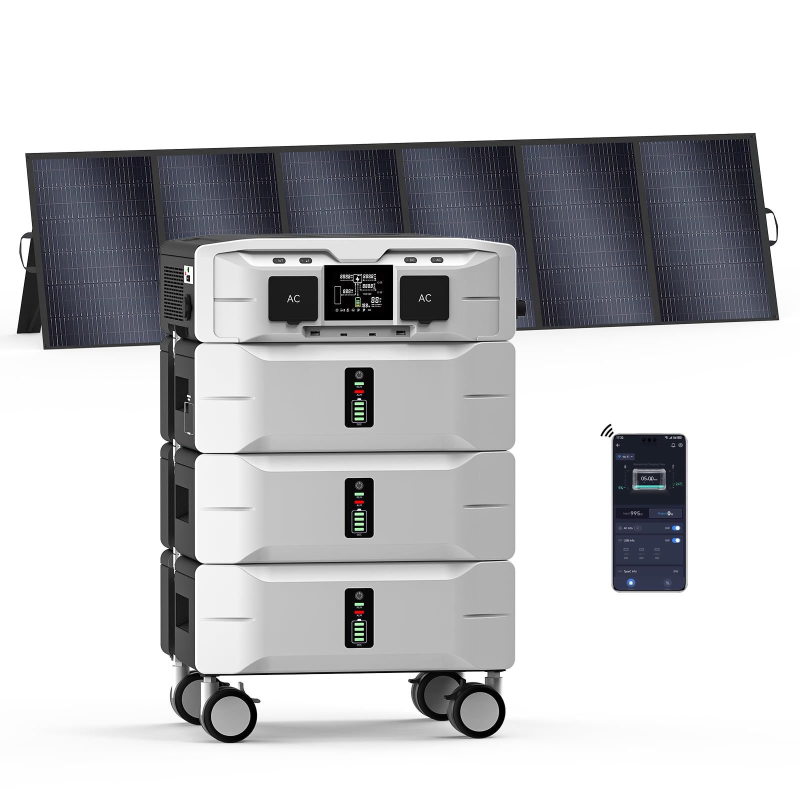 IEE 7680Wh Generador Solar con Panel 500W, 5000W Estación de Energía Portátil, Ampliable Hasta 10 kWh, App, 11 Puertos, Batería LiFePO4, Power Station para Camping, Caravana y Emergencias