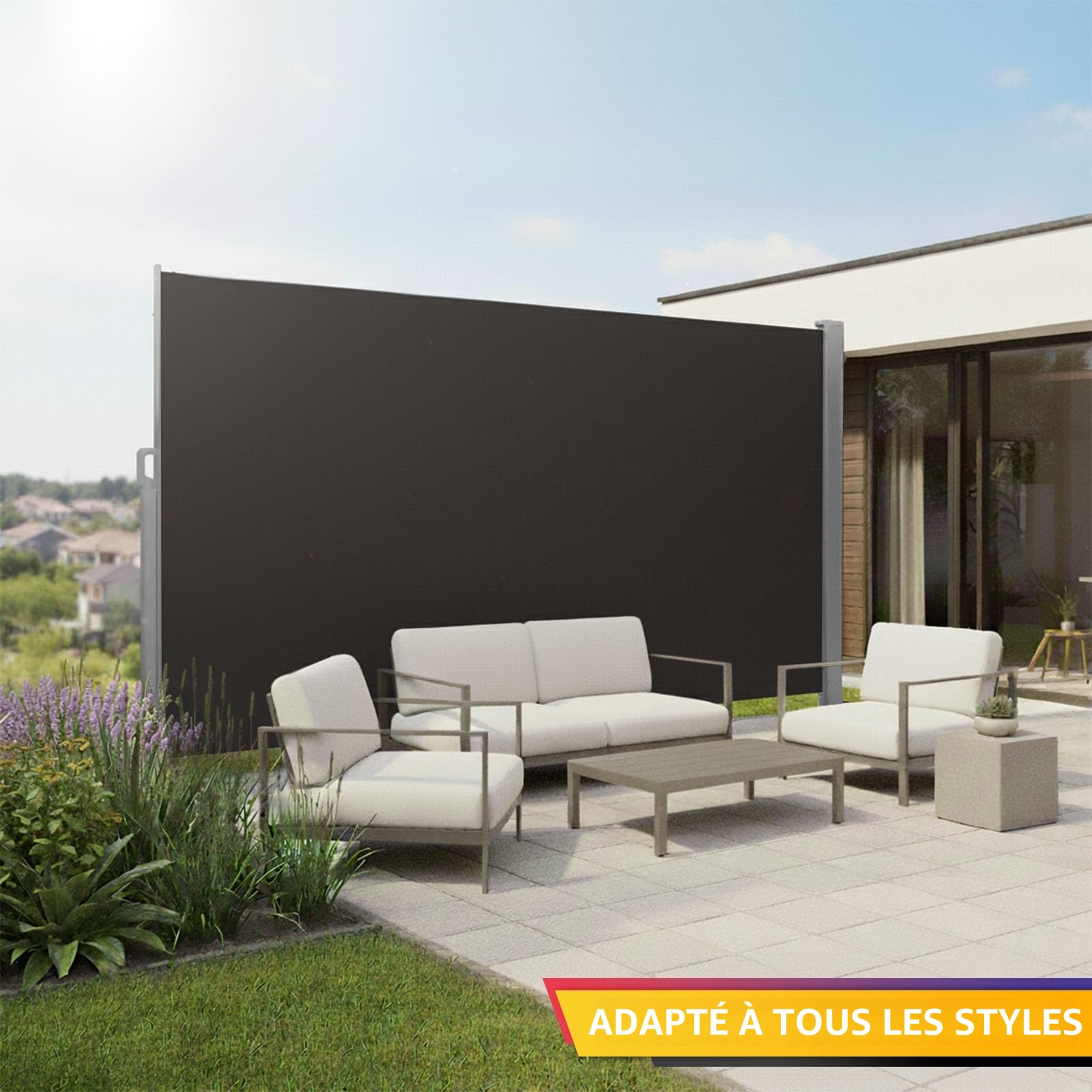 KARAT | Auvent latéral rétractable avec Support Mural Inclus | Qualité | Paravent extérieur idéal pour Jardin, Terrasse, la Protection Solaire, l'intimité & Brise-Vue | 300 x 180 cm, Anthracite