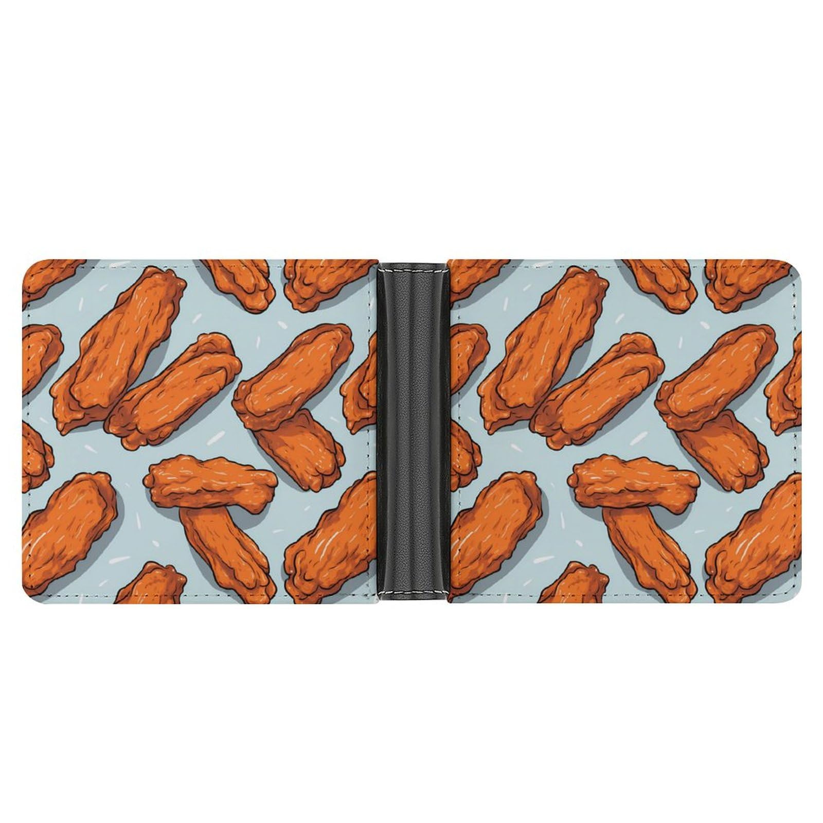 Buffalo Wings Food Funny Billfold Wallet Credit Card Holder Slim Passcase Pouch Purse for Men Women