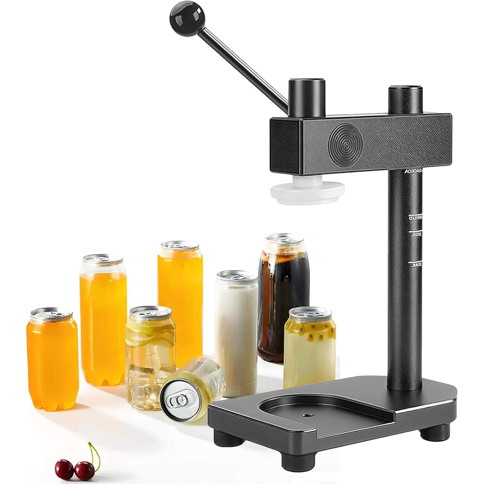BOOZXCV Hand Tin Can Seamer Machine | Commercial Round Can Sealer | Adjustable Height for 250-700ml PET Bottles and Cans | Height Adjustable and Efficient Bottle Sealing Solution (Black)
