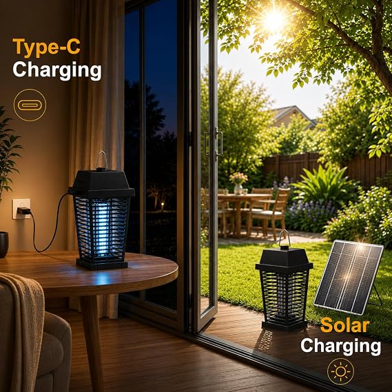 Solar Bug Zapper 4500V Updated, Electric Mosquito Zapper Outdoor