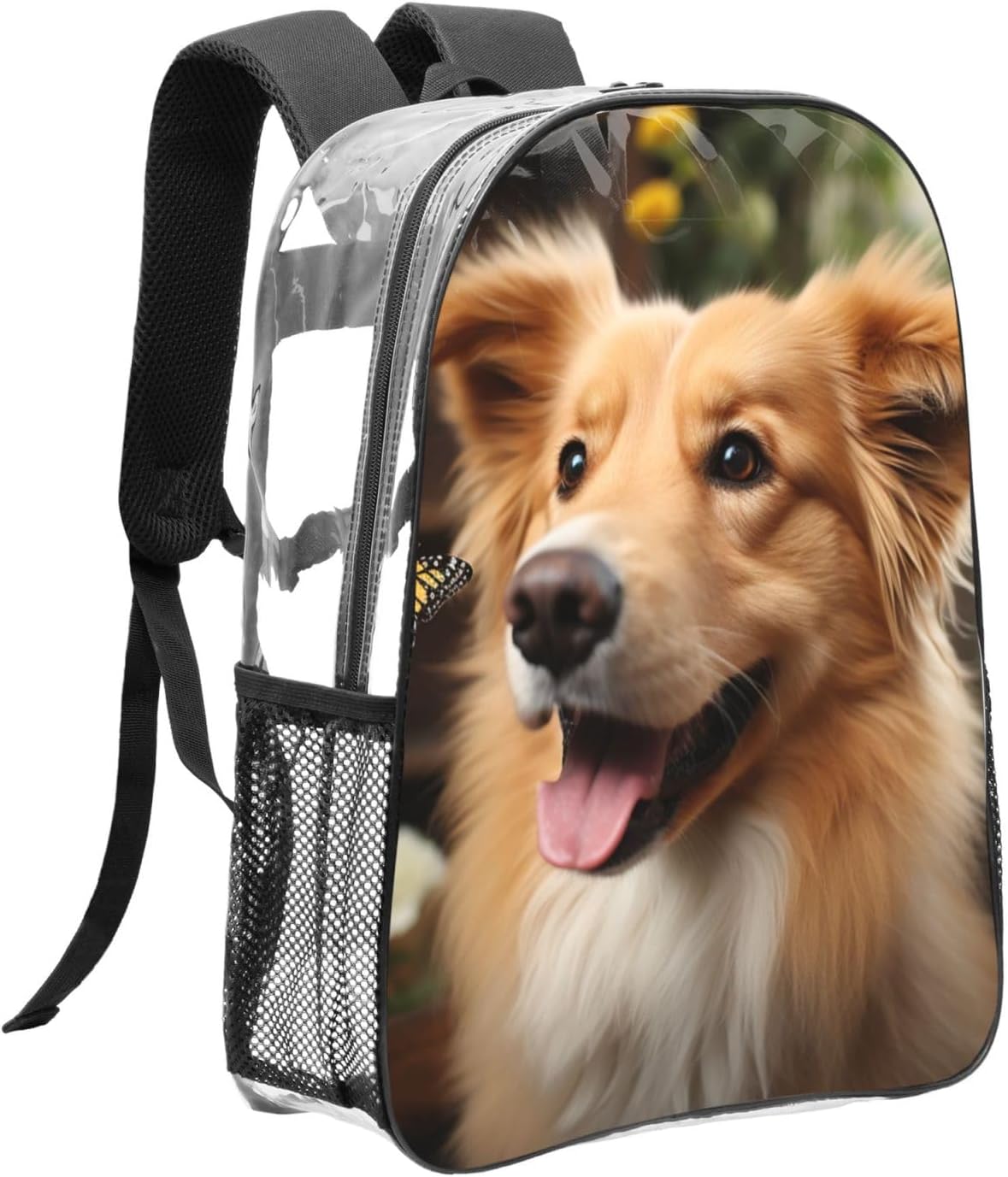 Cute Dog Animal Clear Backpack Heavy Duty PVC Transparent Backpacks Large See Through Bag for Work Travel