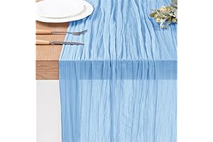 Baby Blue Cheesecloth Table Runner 10ft, Versatile Rustic Tablecloth for Parties and Photos