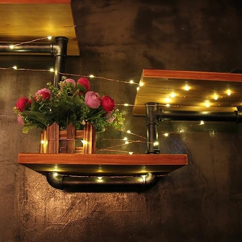 Miniatura 6 de 2 guirnaldas de luces LED de 50 luces LED que funcionan con pilas, alambre plateado, cadenas de 2 modos de luces para decoración de dormitorio y