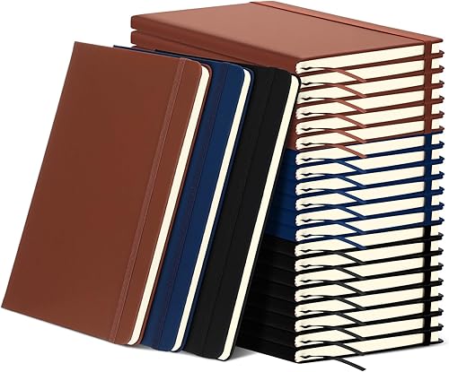 Miniatura 18 de Honoson 20 Pack Lined Journal Notebooks A5 Hardcover Executive Notebook 5.5" x 8.3" PU Leather Wide Ruled Journals Bulk with Elastic Band for Home 4