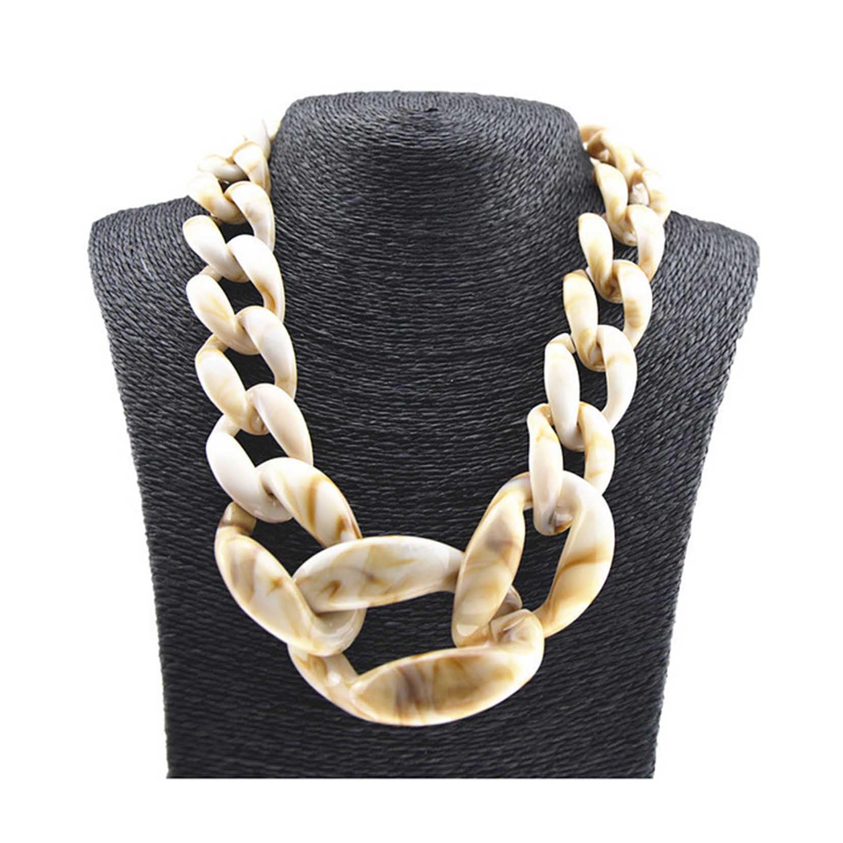 Collana di Grandi Dimensioni per Le Donne, Collana Grosso Fatta a Mano per Donne, Eleganti Gioielli in Costume Bohémien per Donne Beige