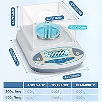 Vista 6 de BAOSHISHAN Balanza electrónica analítica del laboratorio de la balanza de laboratorio de la precisión 1mg de la balanza electrónica de 17.64 oz/0.00