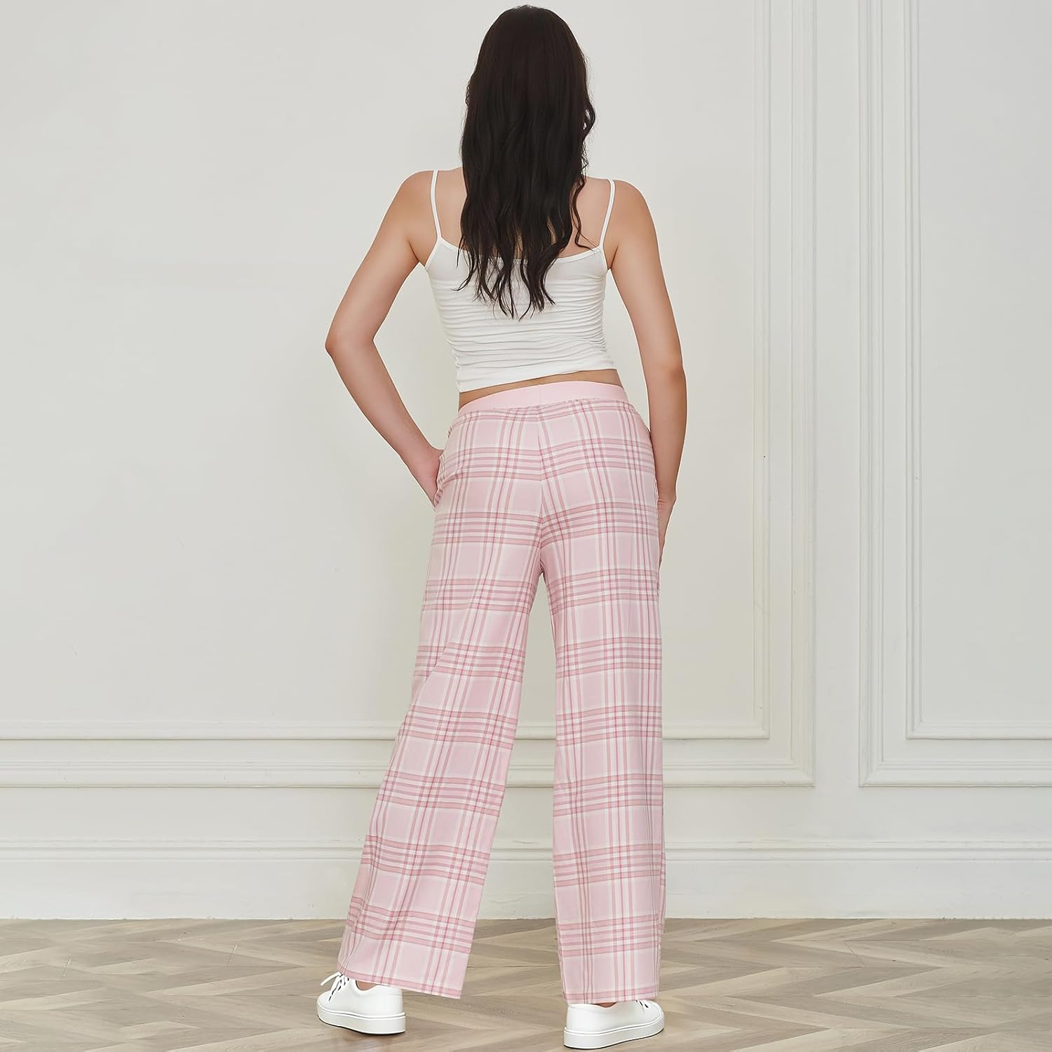 Women's Plaid Pajama Pants: Cotton Christmas PJ Bottoms with Pockets, Soft Comfy Wide Leg Lounge Sleepwear - Image 4