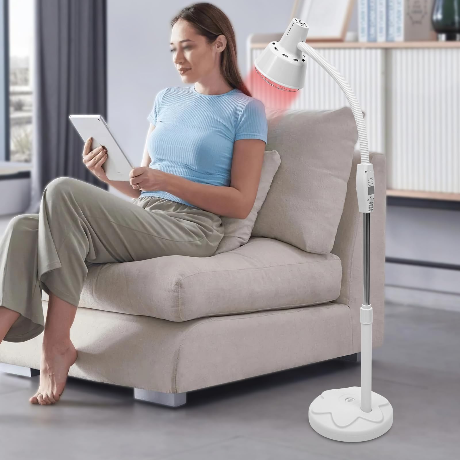 Lampada a infrarossi da 275 W, con supporto, temperatura regolabile a 360°, adatta per famiglie, saloni di bellezza e saloni di bellezza