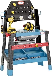 Little Tikes 2-in-1 Buildin' to Learn Motor/Wood Shop Auto and Wood Workshop with 50+ Realistic Accessories Kids 3+