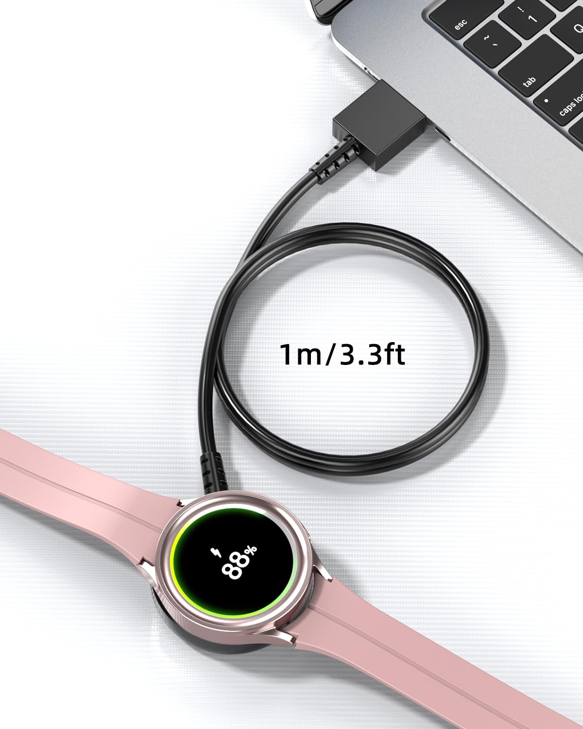 2-Pack for Samsung Watch Charger Compatible with Galaxy 7/6/6 Classic/5/5 Pro/4/4 Classic/3/Active Ultra/FE Galaxy-Watch Cable USB Magnetic Charging-3.3ft/1m