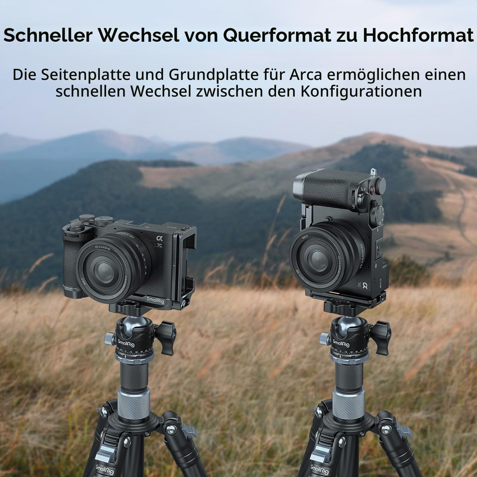 SMALLRIG A7C II A7CR L-Bracket, L-Winkel für Sony Alpha 7C II/Alpha 7CR, L-förmige Platte Schnellwechselplatte für Arca, mit Gurtloch, QD-Loch und 1/4"-20 Gewindebohrungen - 4569