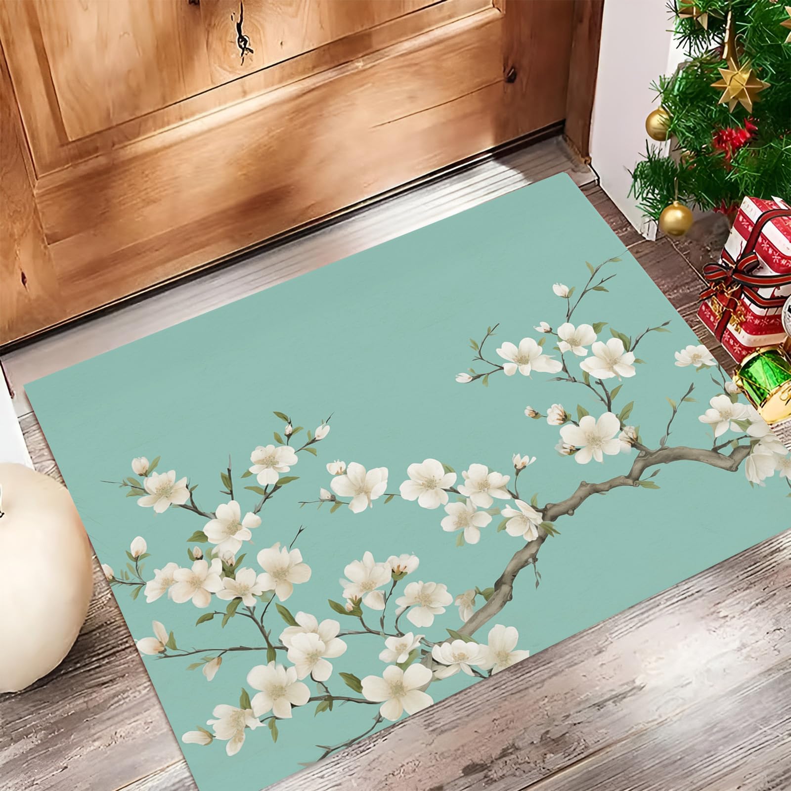 Paillasson extérieur entrée 60x90cm haut de gamme au motif magnolia de style chinois
