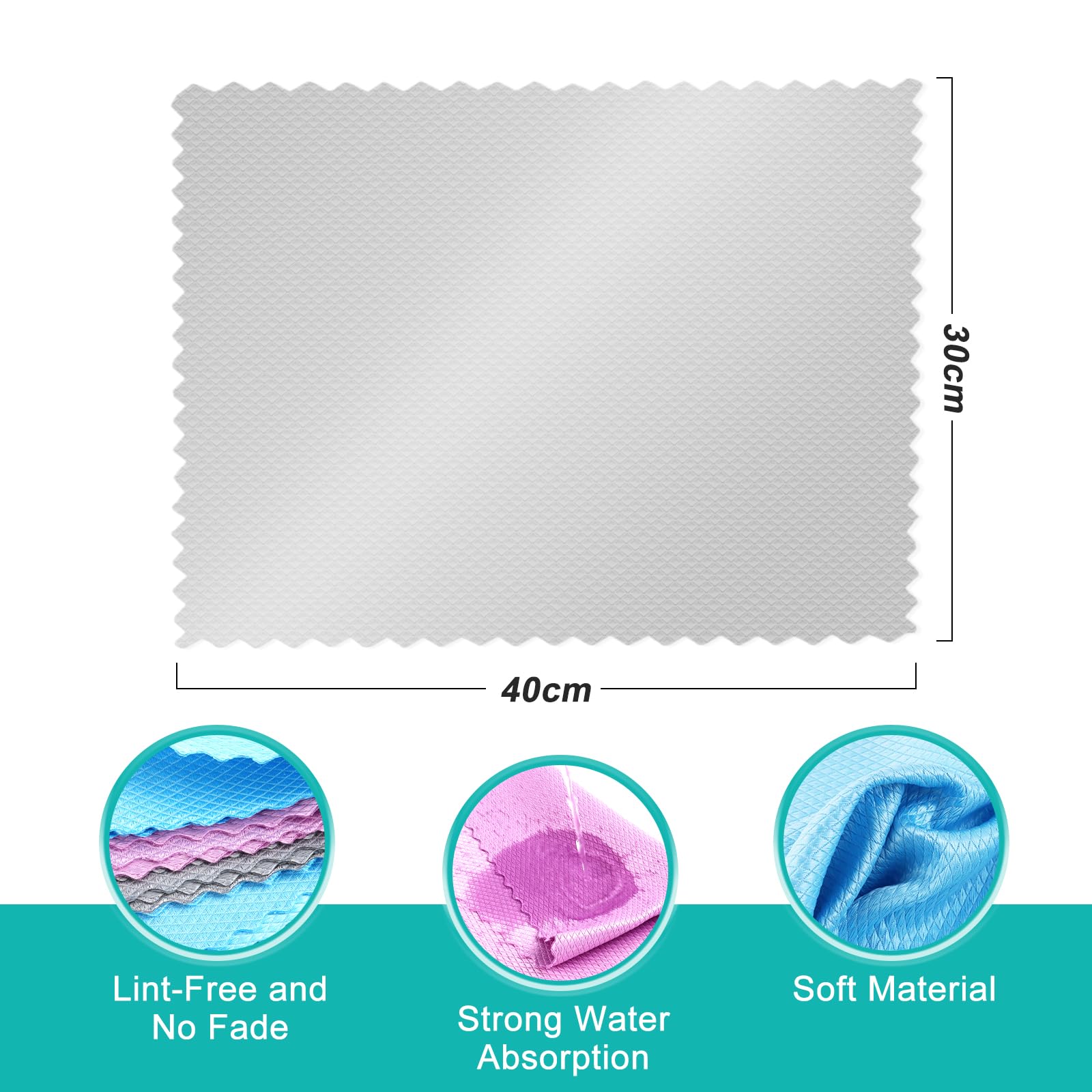 Amira Homes® - Set di 3 panni in microfibra di alta qualità, ecologici, 60 x 40 cm, per uso quotidiano, per la casa, le finestre e i raggi UVM