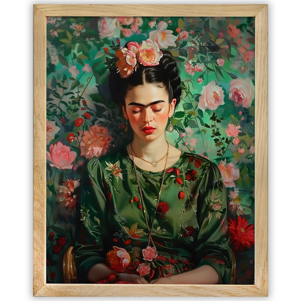 Lone Star Art Frida Kahlo in Green Framed Print