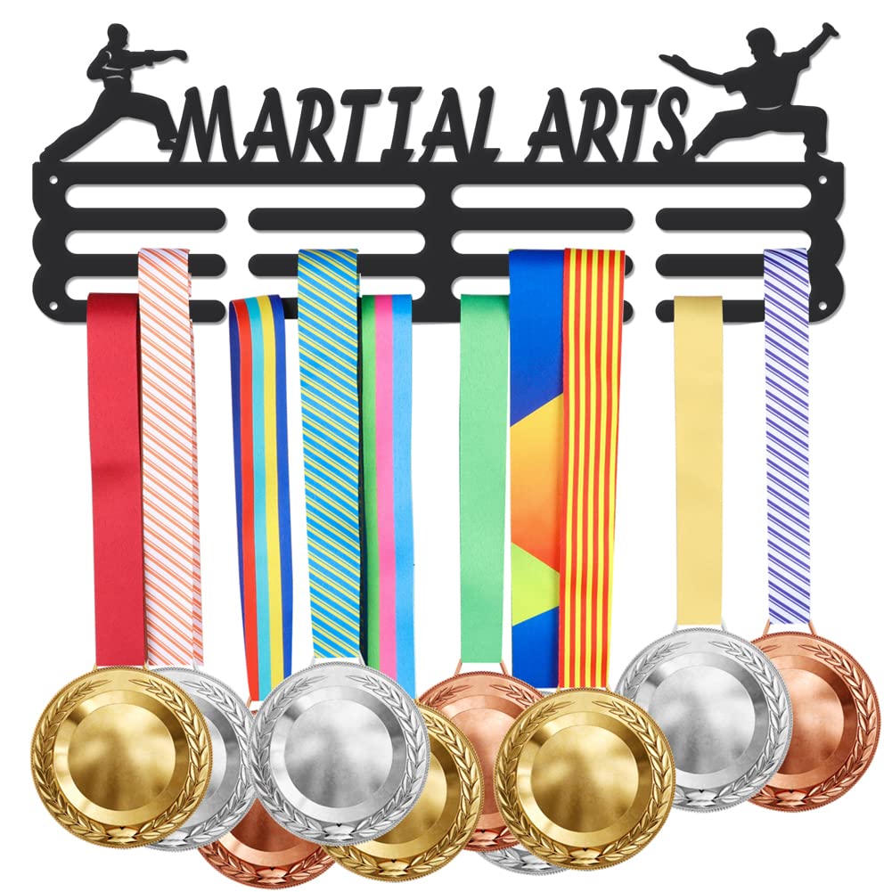 SUPERDANT Espositore per Medaglie per Arti Marziali Appendiabiti per Medaglie Kung Fu Cinese Ganci A Parete in Ferro per 60+ Medaglie Porta Trofei Premi Porta Nastro Sportivo Espositore