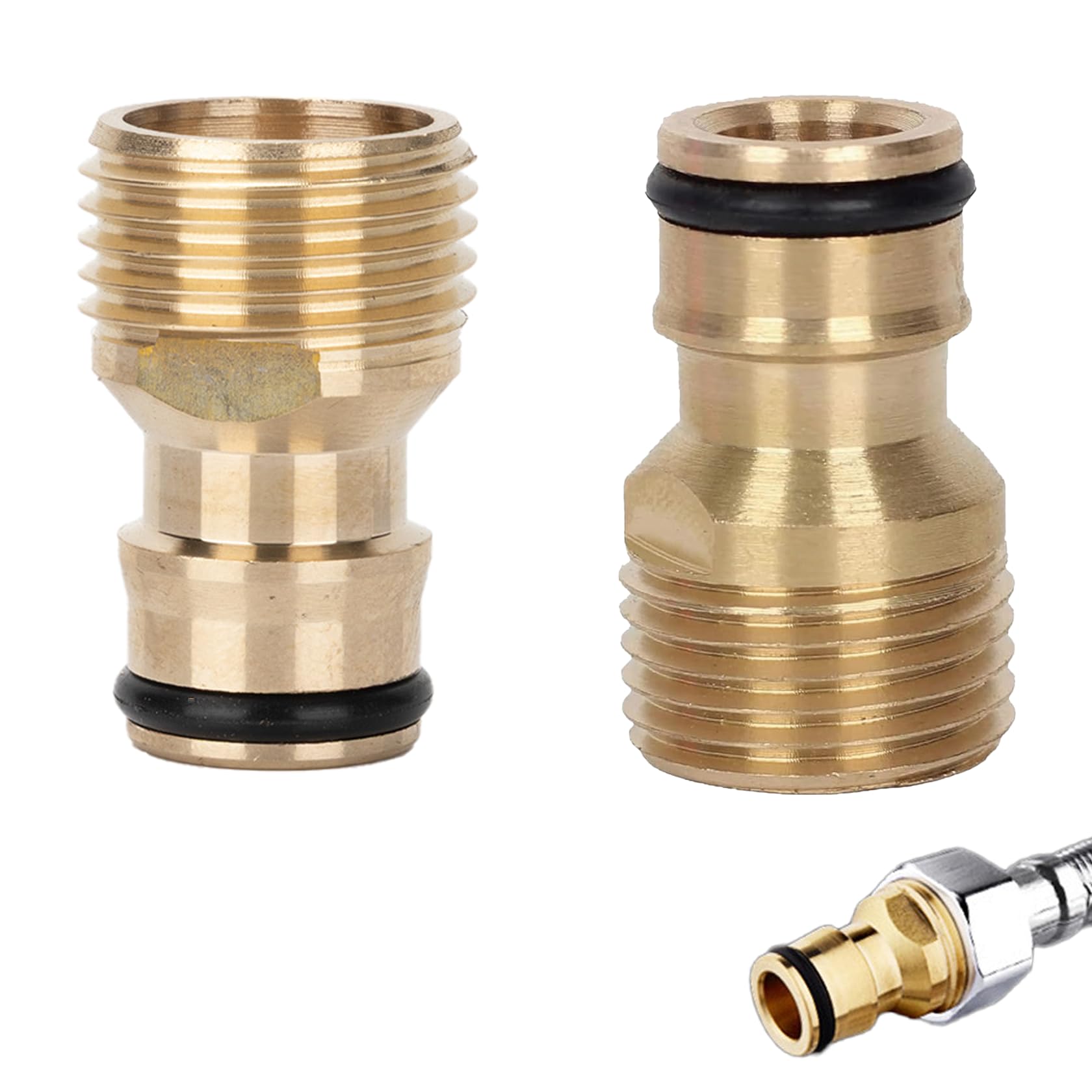2Pcs Brass Hose Connector,Garden Hose Tap Connector for Hose Pipe,Hose to Tap Hosepipe Connectors and Fittings Set,1/2 Inch Male Threaded Faucet Adapter,Hose End Quick Connection Watering Fitting Kit