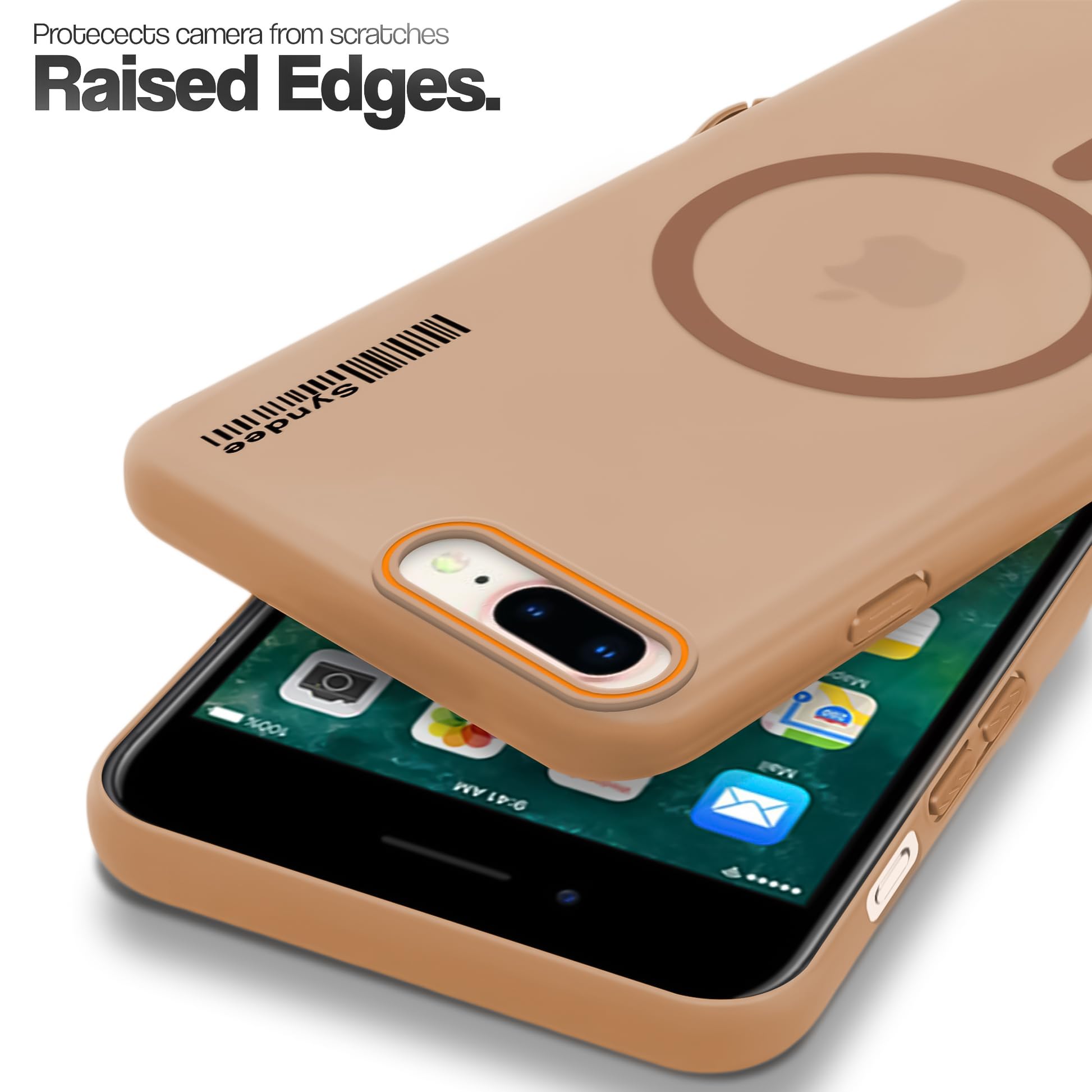 DL3 Mobilak Case Back Cover for iPhone 7 Plus/iphone 8 Plus, Sleek Frosted Translucent Back Only Compatible with Wireless Magnetic Accessories | Anti-Scratch Shockproof Phone Case (Brown)