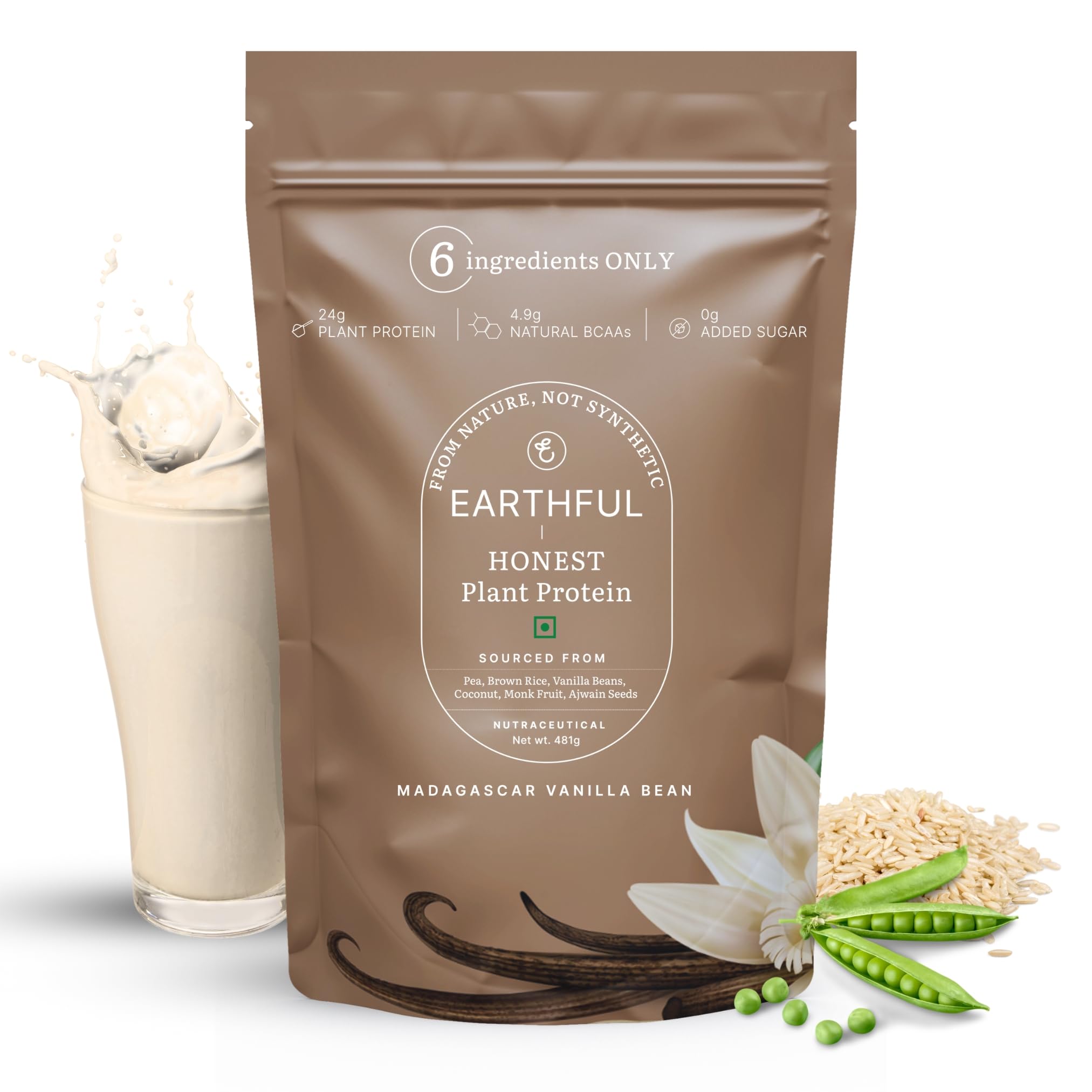 Earthful Honest Plant Protein | 24g Protein/Serving & 4.9g BCCAs | For Weight Management, Energy, Muscle Support & Recovery | Made with Pea & Brown Rice | Madagascar Vanilla - 481g (B0CT8WKQQ8) Amazon Price History, Amazon Price Tracker