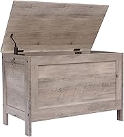 HOOBRO Greige Retro Toy Box Storage Chest Bench - Safety Hinge, 220lb Capacity, Easy Assembly, 29.9x15.7x19in Organizer BG75CW01G1