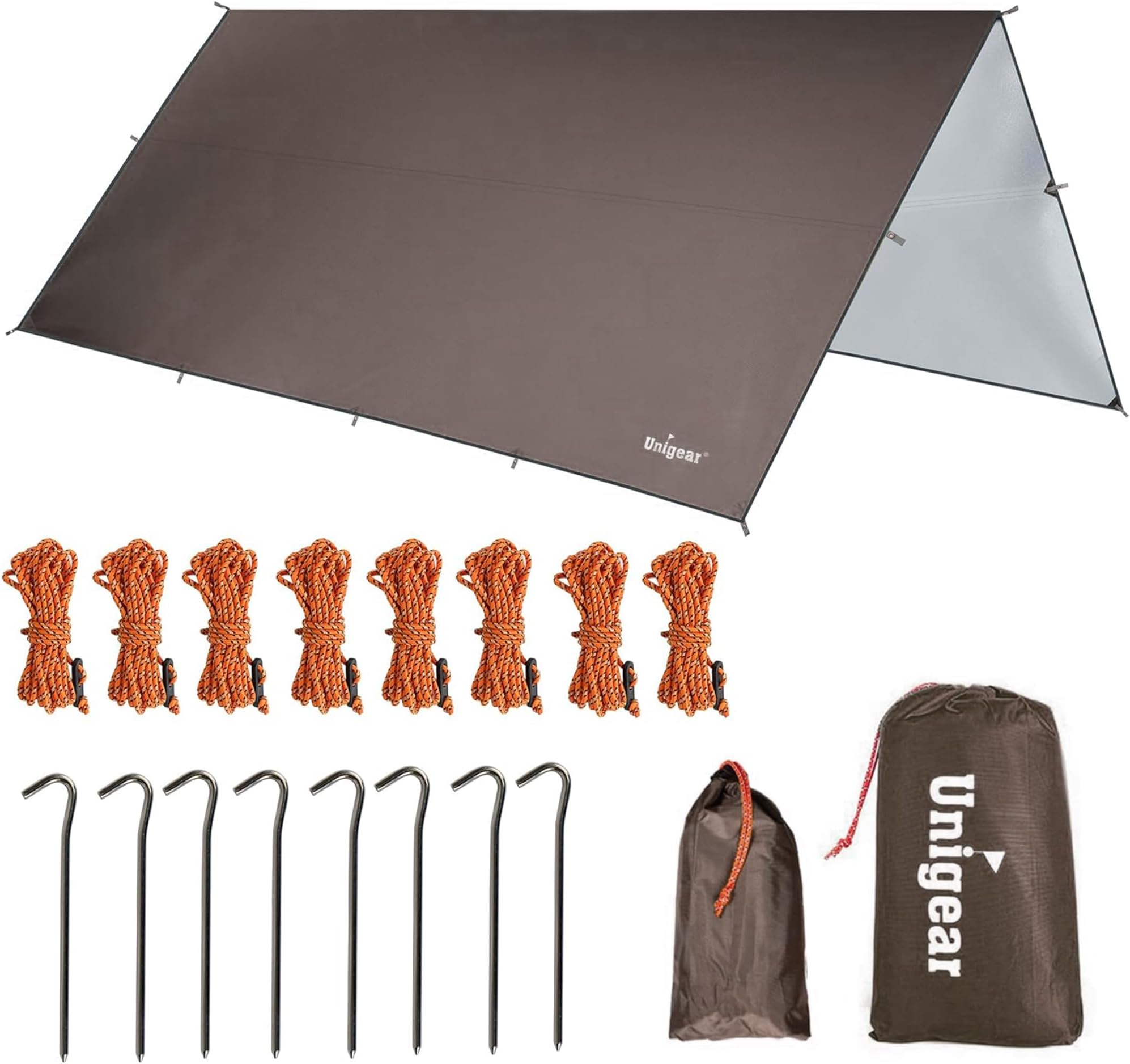 Unigear Tarp Rain Fly Tarp Waterproof Tent Cover Hiking Shelter Foldable Lightweight Waterproof for Camping and Protection Against Rain, Snow and Sun