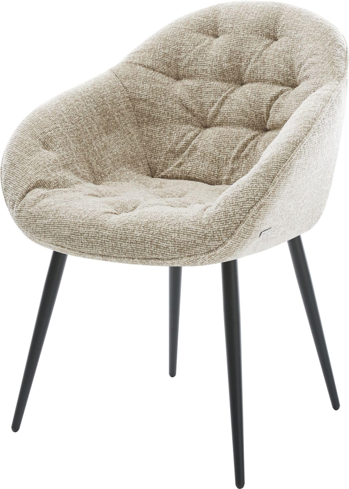 Chaise-rembourrée Gaio-Flex 4 pieds coniques noir tissu tissé doux beige