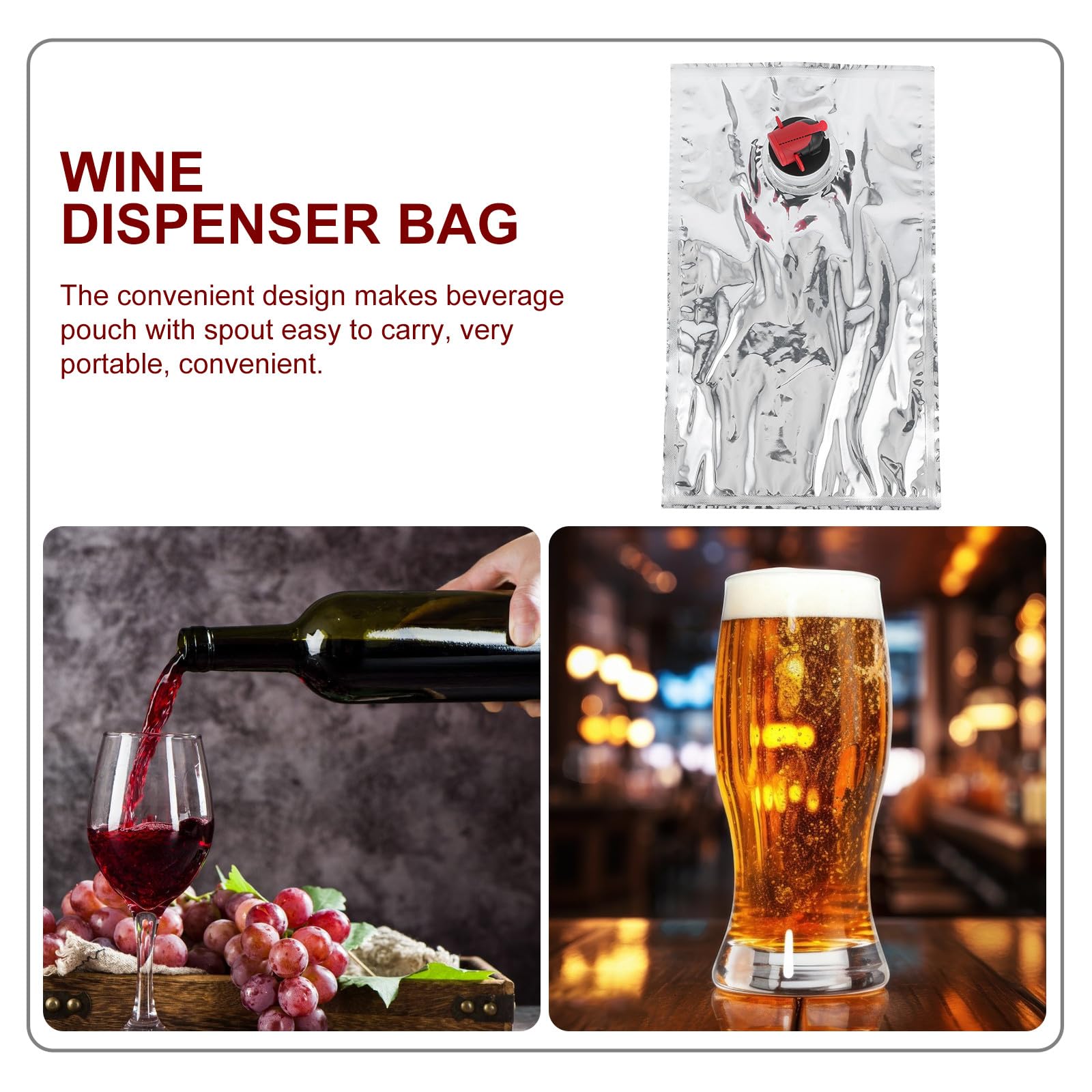 POPETPOP Weinbeutel aus Ny Vmpet Pe Material Tragbare für Outdoor Aktivitäten und Zuhause Flaschen Flaschentasche Weinblase Wiederverwendbare 1 5 Liter 10 Stück