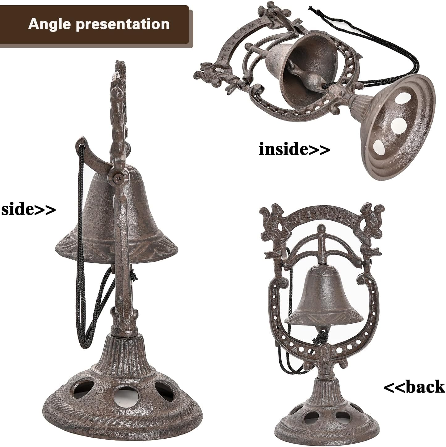 Sungmor Classic Cast Iron Tabletop Hand Bell Dinner Bell - Lovely Squirrel Shape Service Bell - Wrought Iron Rattle Table Ornaments - Perfect for Restaurant Bar Cafes
