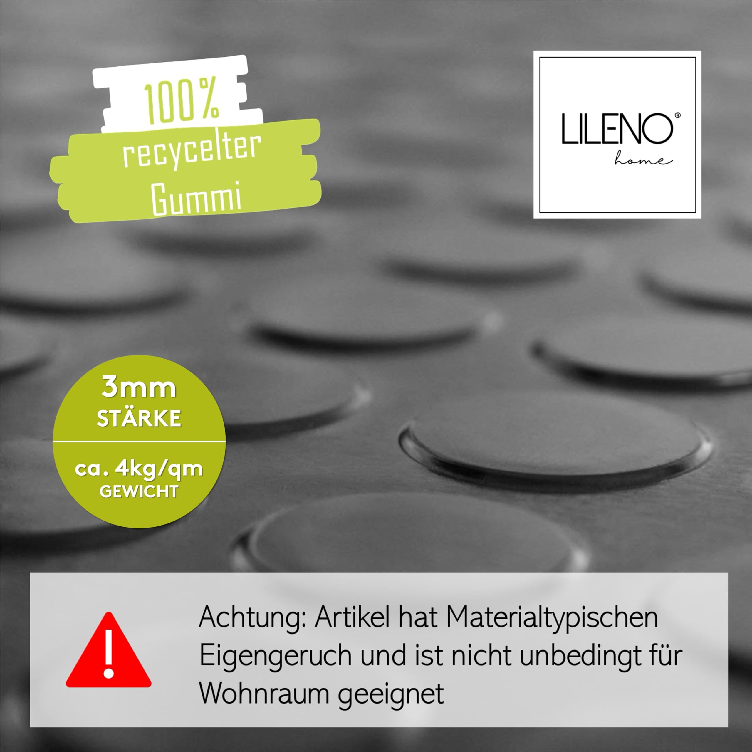 LILENO HOME Mata gumowa z wypustkami (3 mm), towar sprzedawany na metry, 130 x 100 cm jako podłoga warsztatowa, mata antypoślizgowa, nakładka na stół warsztatowy i mata podłogowa, do piwnicy, przyczepy, garażu