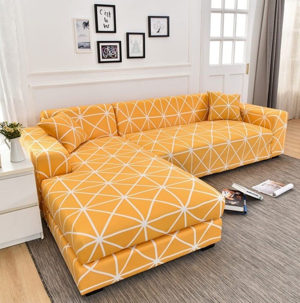Housse de canapé d'angle élastique pour rénover un salon usé en L