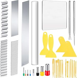 Yayatty 35 Stück Polymer Clay Cutters Set, Acryl Ton Roller mit Acryl-Trägerplatte, Flexible Clay Cutter Blade, Polymer Clay Werkzeuge Set für Tonschnitzerei, Bastelschnitzerei, DIY Modellierung