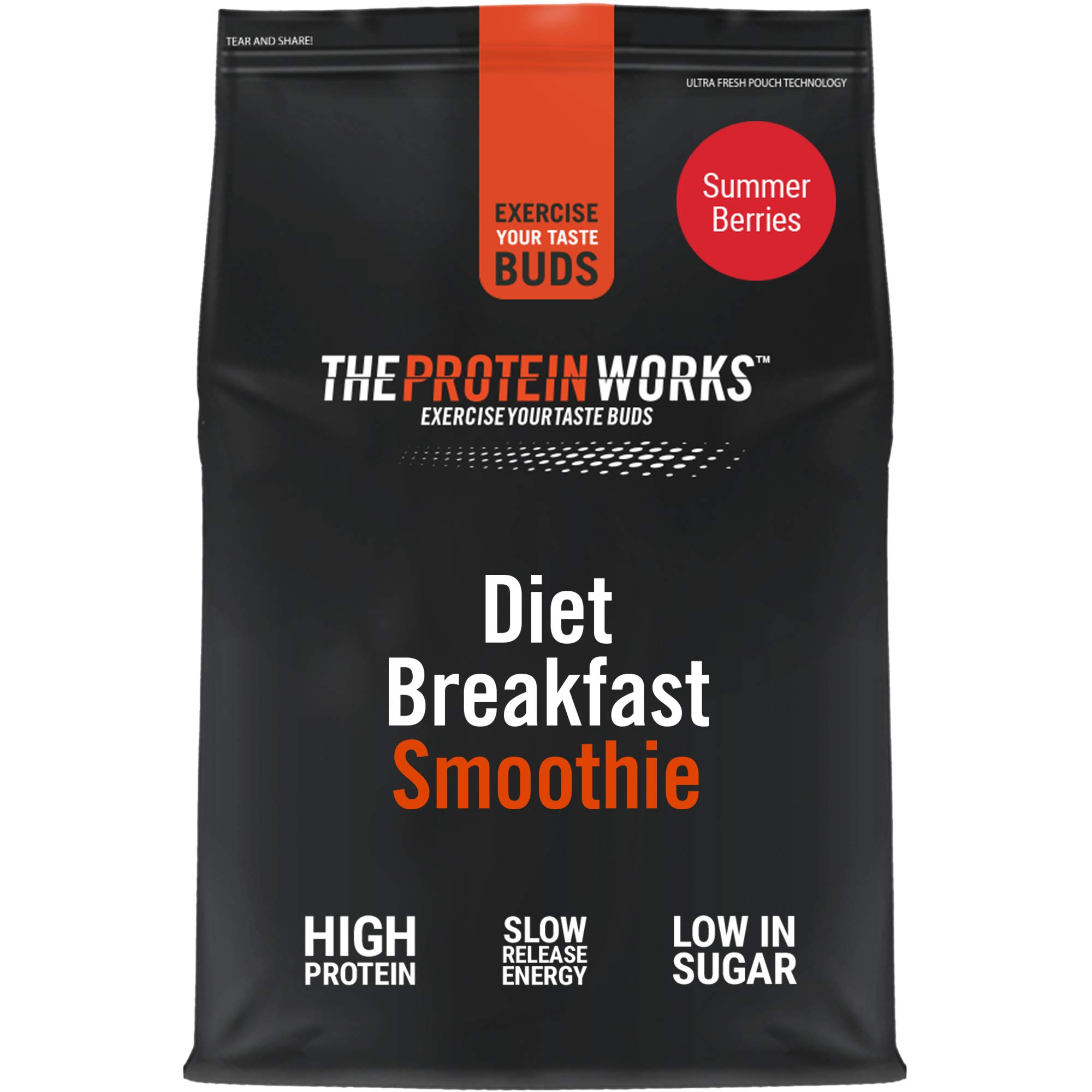 THE PROTEIN WORKS Diet Breakfast Smoothie | On The Go Breakfast | High Protein & Low Sugar | Summer Berries | 500 g