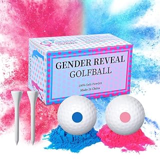 Gender Reveal Golf Balls Exploding Golf Ball (1Pink 1Blue with 2Wooden Tees per Pack) Girl or Boy Baby Reveal Ideas Baby Gender Decoration Ideas Theme (1 Blue 1 Pink)