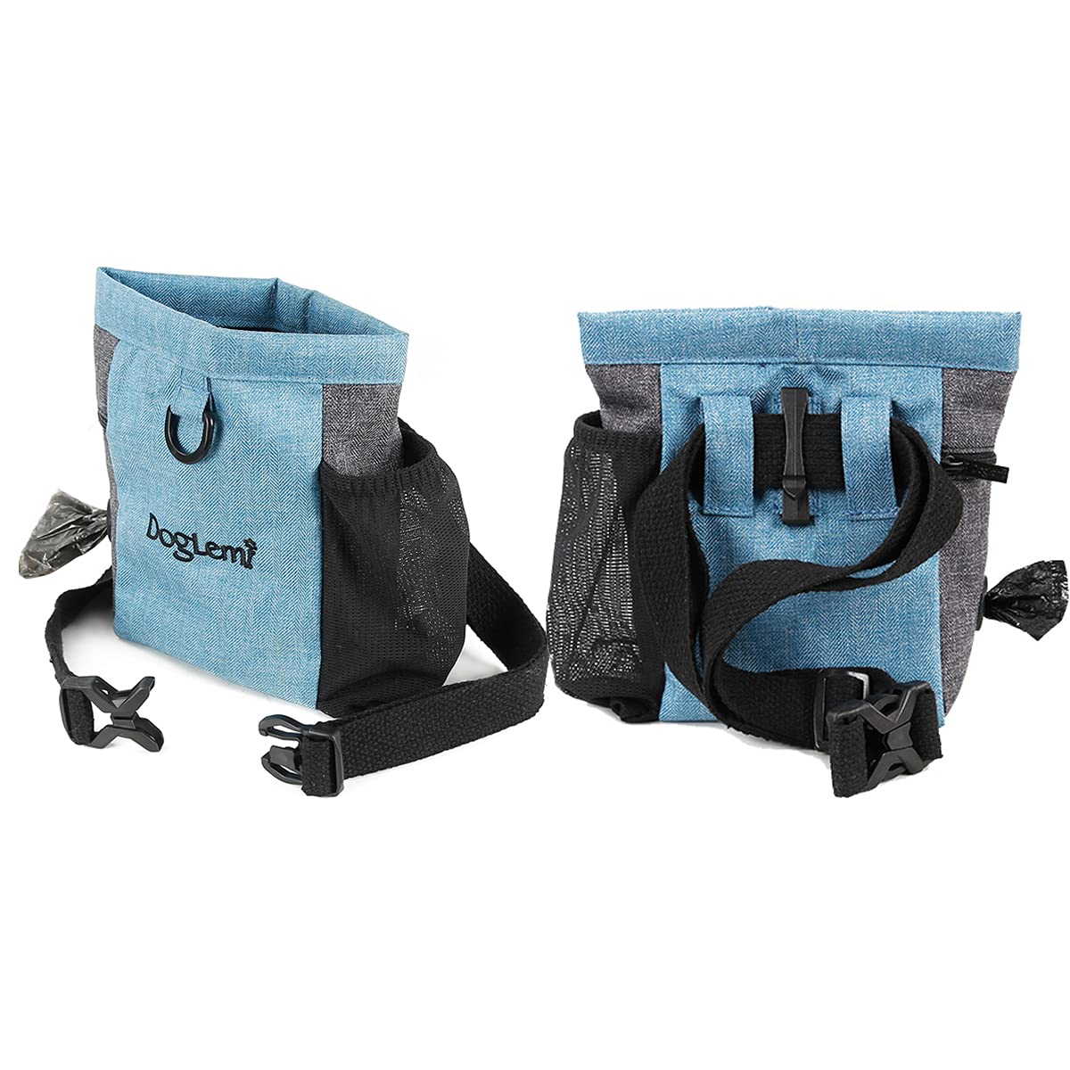 Bolsa de Entrenamiento para Perros con Magnético Apertura y Bandolera Ajustable, Resistente al Agua Alimentos Bolso Perro con Cremallera, Bolsa Mascotas Golosinas Perro Alimentos Dog Treat Bag - Azul