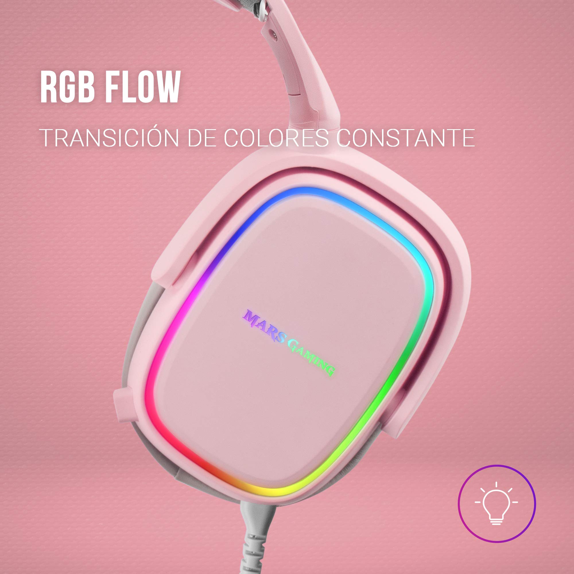 Mars Gaming MARSGAMING, MHAX Rosa, Cuffie Multipiattaforma RGB+Mic Rimovibile, 53 mm HIFI - 5
