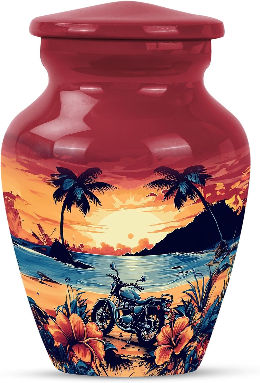 Riding in Beach Memorial Urn, 3 Inch Urn for Ashes, Mini Keepsake Urn for Human Ashes, Memorial Urn for Baby Ashes, Cremation Pet Ashes Urn, Rider Urn, Brown Urn Ashes