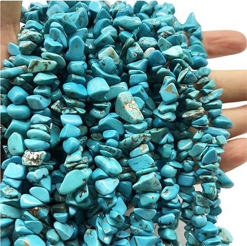 Cuentas de chip de piedra pulida de turquesa de howlita verde de 0.197-0.315 in para la fabricación de joyas, cuentas sueltas de cristal curativo de